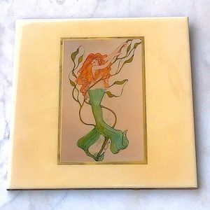 KAREN BAGNARD MERMAID CERAMIC TILE VINTAGE ARTWORK ALTADENA LORELEI SEAWEED